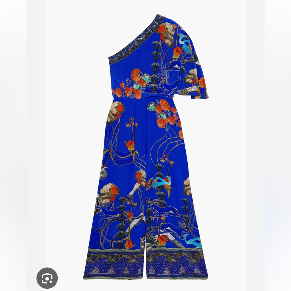 Camilla One-Shoulder Blue Floral Jumpsuit